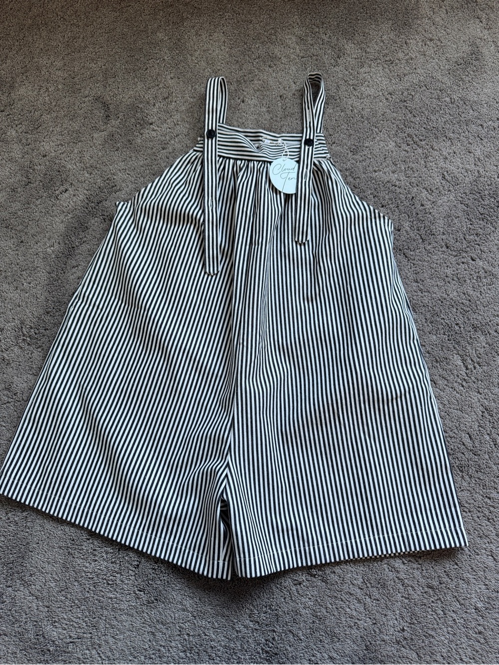 Cloud Ten Black & White Striped Sleeveless Romper